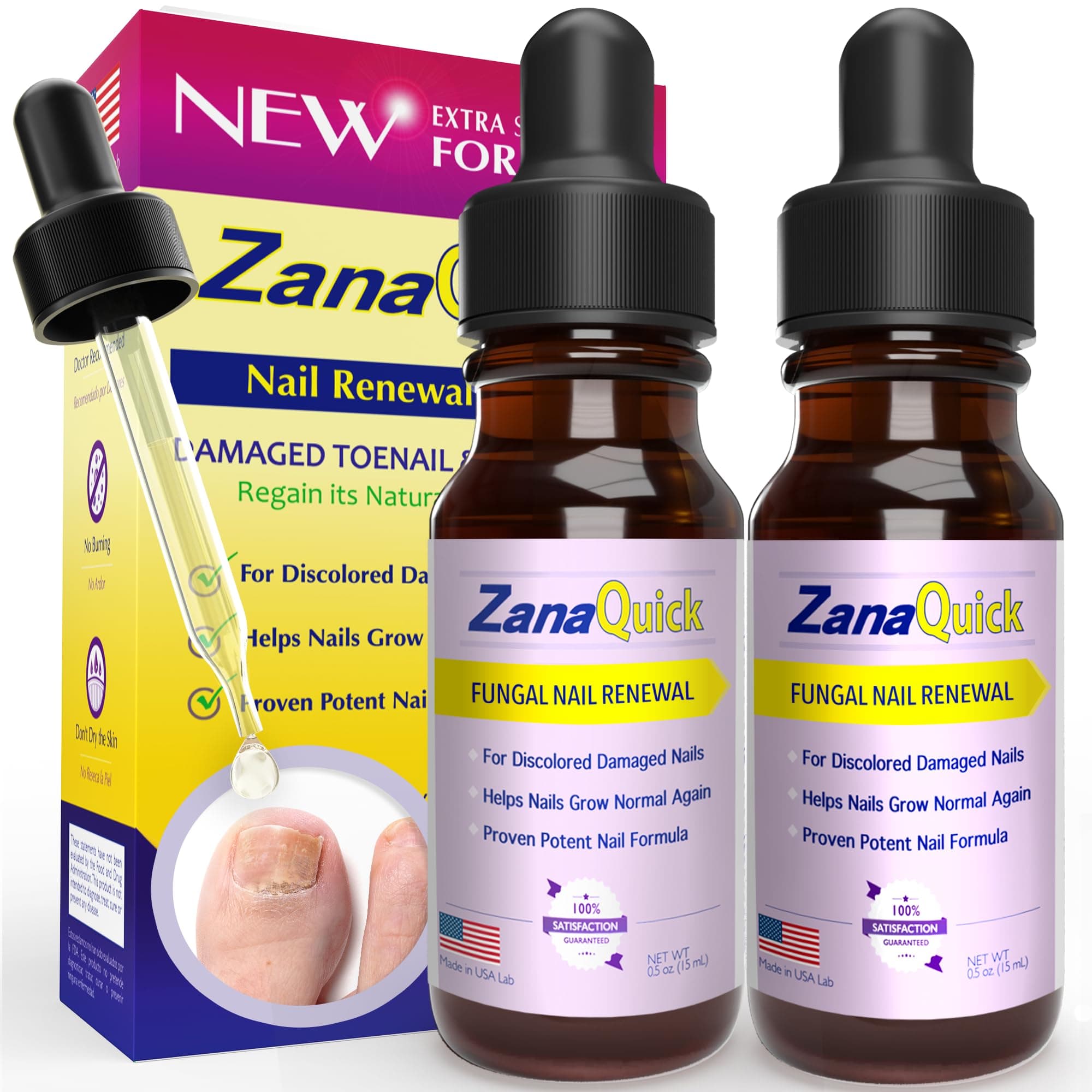 Toenail Treatment Drops - 2 Pack Extra Strength Nail Repair Solution for Thick, Damaged & Discolored Nails