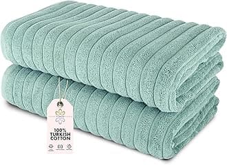 CTT - Premium 2 Piece Jumbo Bath Sheets, 100% Turkish Cotton, Absorbent & Ultra Comfy Bath Towel Sheets for Hotels & Spa | 40"x65" (Spa Green)