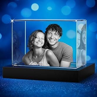 3D Crystal Photo Personalized Landscape - Custom Laser Engraved Crystal Picture Gift for Mom Wife Her, Mother's Day Birthday Anniversary Memorial Keepsake (Landscape, Small)