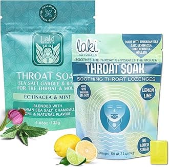 Laki Naturals Throat Soak Bundle: Throat Soak Lozenges and Mint Sea Salt Gargle & Rinse