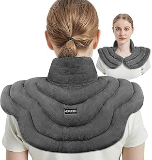 Neck Heating Pad Microwavable for Shoulders, Warmer Wrap Microwave Heating Pad for Neck and Shoulders for Pain Relief (Gray)