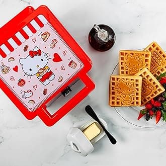 Uncanny Brands Hello Kitty Deluxe Waffler - Hello Kitty Iconic Characters and Symbols on Your Waffles
