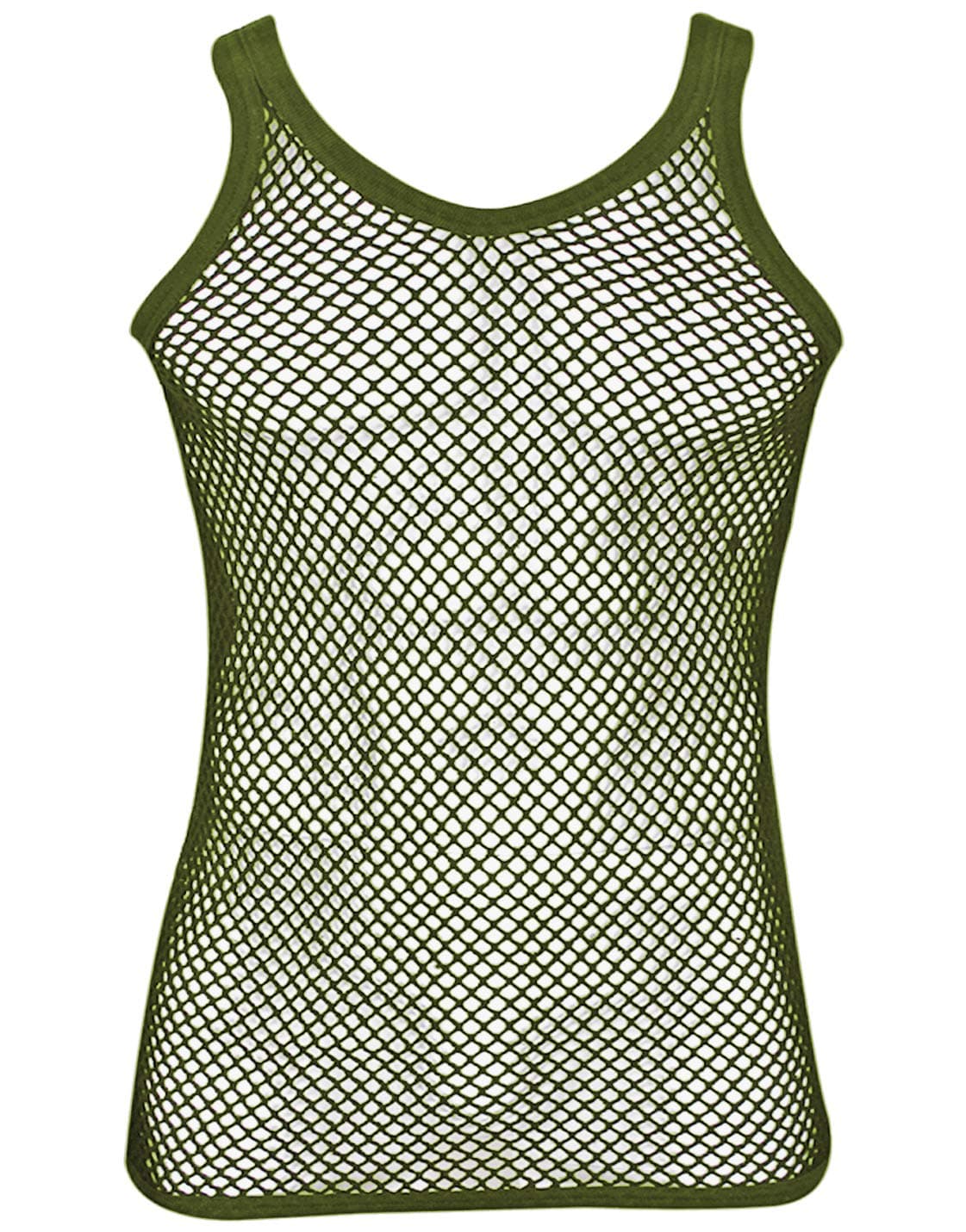 ItzuMens 100% Cotton Fitted Muscle Fishnet String Vest Tank Top