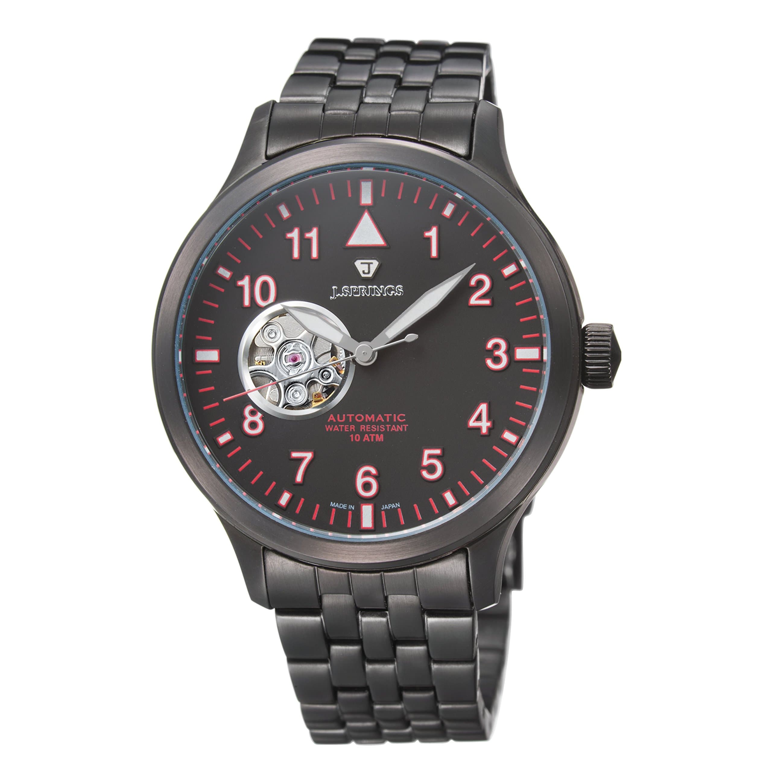J.Springs Men's Automatic Semi-Skeleton Watch Silver/Black #BEF004