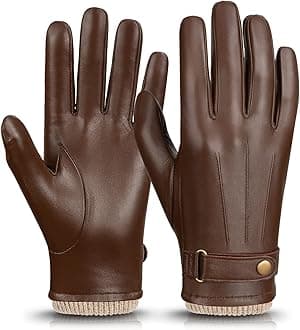 Mens Winter Gloves Nappa Leather Warm Wool Touchscreen Dress Glove - Thermal Gifts for Dad or Husband