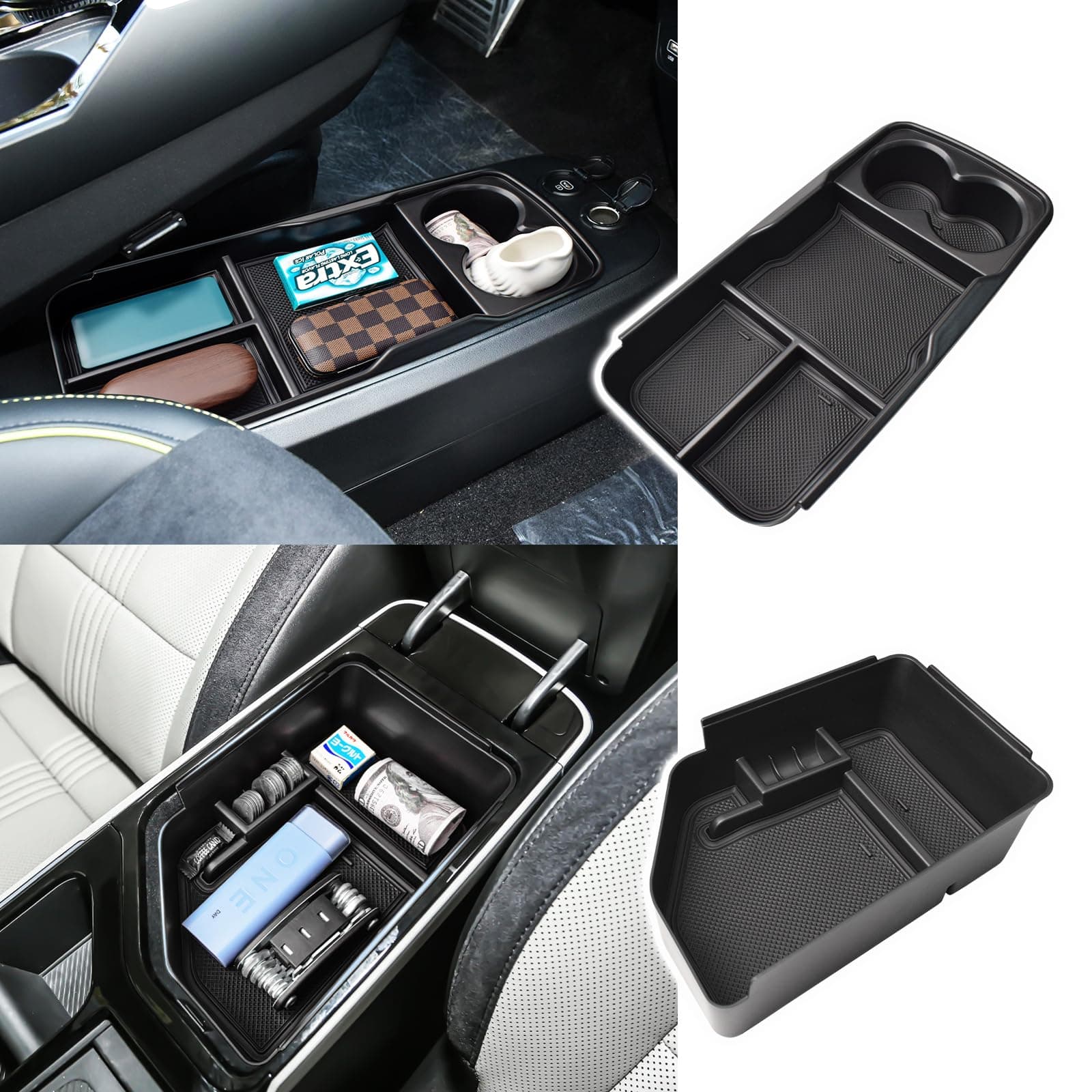 RUNROAD Center Console Organizer Tray & Lower Organizer Compatible with Kia EV6 2022 2023 2024 2025 Accessories, Middle Console Dividers Armrest Storage Box EV6 GT Line Light Wind Accessories (2pcs)