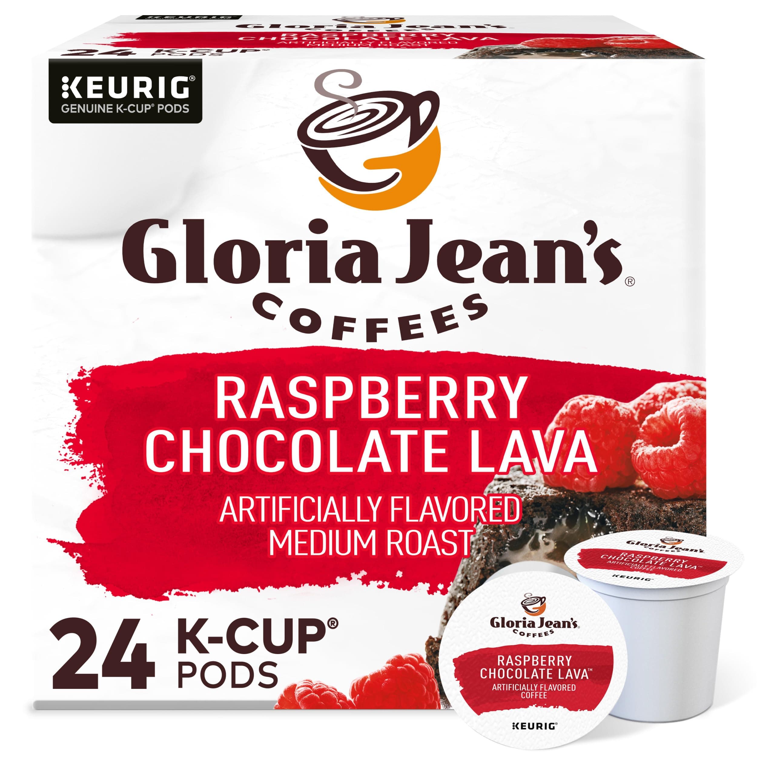 Coffees Raspberry Chocolate Lava, Single-Serve Keurig K-Cup Pods, Flavored Medium Roast Coffee, 24 Count
