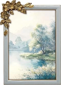 Vintage Grey Thin Boarder Floral Photo Frame