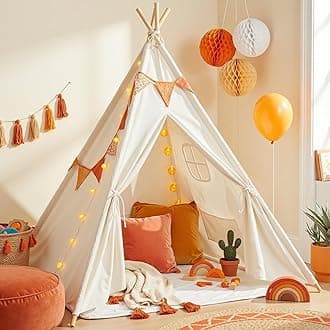wilwolfer Kids Teepee Tent for Girls or Boys with Carry Case, Foldable Play Tent for Toddler Suit for Indoor and Outdoor Play, Protable Kids Playhouse Children Tent(Mat not Included)