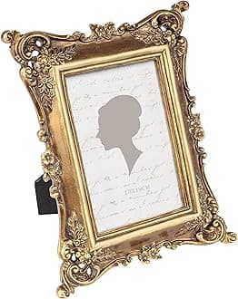 Sunlit Lace Corner Antique Picture Frame 13 x 18 cm Vintage Photo Frame with Glass Panel Wall Decoration Table Decoration