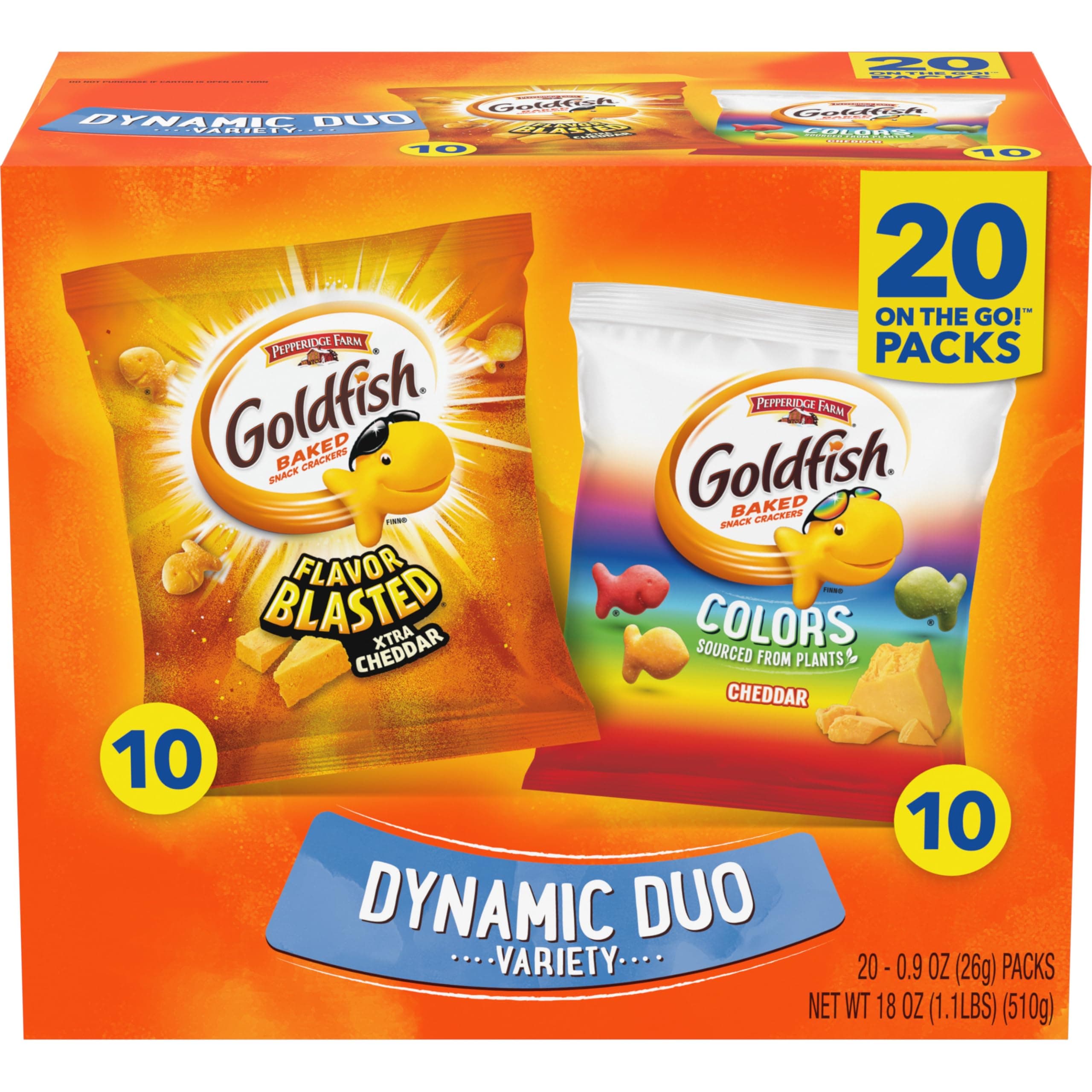 Goldfish Pepperidge Farm, , Crackers, Savory, 18 oz, Variety Pack Box, Snack Pack, 20 Count