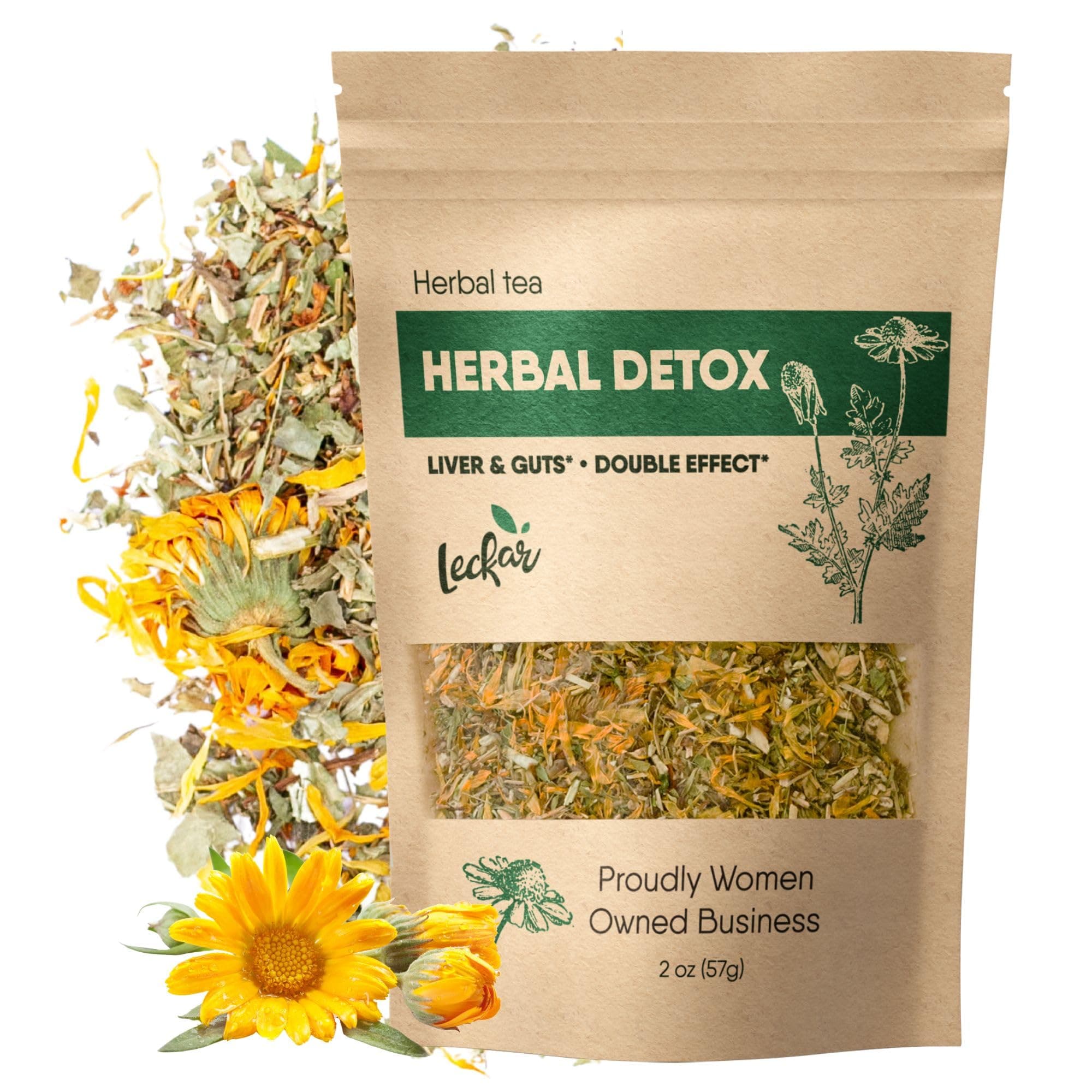 Herbal Detox Tea Blend with Dandelion Root Calendula Echinacea Oregano St. John's Wort Milk Thistle Kidney & Liver Health (Herbal Tea)