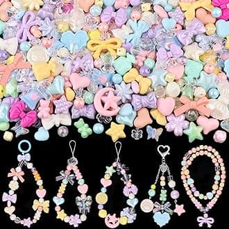 200-260PCS TINKRSTUFF Assorted Macaroon Color Acrylic Beads for Bracelet Making,Cute Beads for Jewelry Making Bow Butterfly Candy GummyBear Aesthetic Bracelet Charms,DIY Necklace Keychain Phone Charm