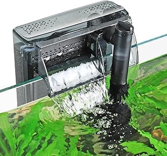 hygger Aquarium HOB Filter 210 GPH for 15-40 Gallon Fish Tank Power Filter with Adjustable Water Flow Extendable Intake Tube External Hang-On Back Filter
