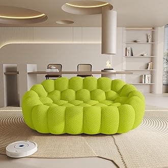 - 79" Bubble Sofa, Modern Loveseat Sofa,2 Seater Accent Chair,Comfy Curved Couch,Lazy Floor Couch,No Assembly Required Curved Couch for Living Room, Office(Lemon Green)