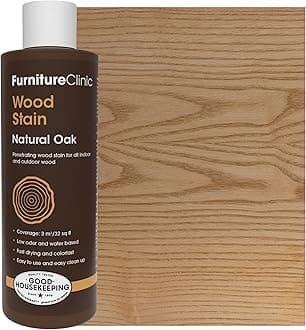 Wood Stain | Natural Oak | Water Based | Fast Drying, Low Odor, & Non-Toxic | for Indoor & Outdoor Furniture and More | Multiple Finishes | (8.5oz / 250ml)