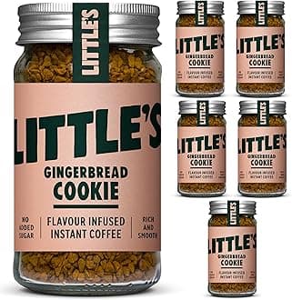 Little's Gingerbread Cookie Flavoured Instant Coffee, 6 Pack (50g x 6) - Rich & Smooth Coffee, Infused With Gingerbread Cookie Flavour - Vegan Friendly, Low Calories, No Added Sugar