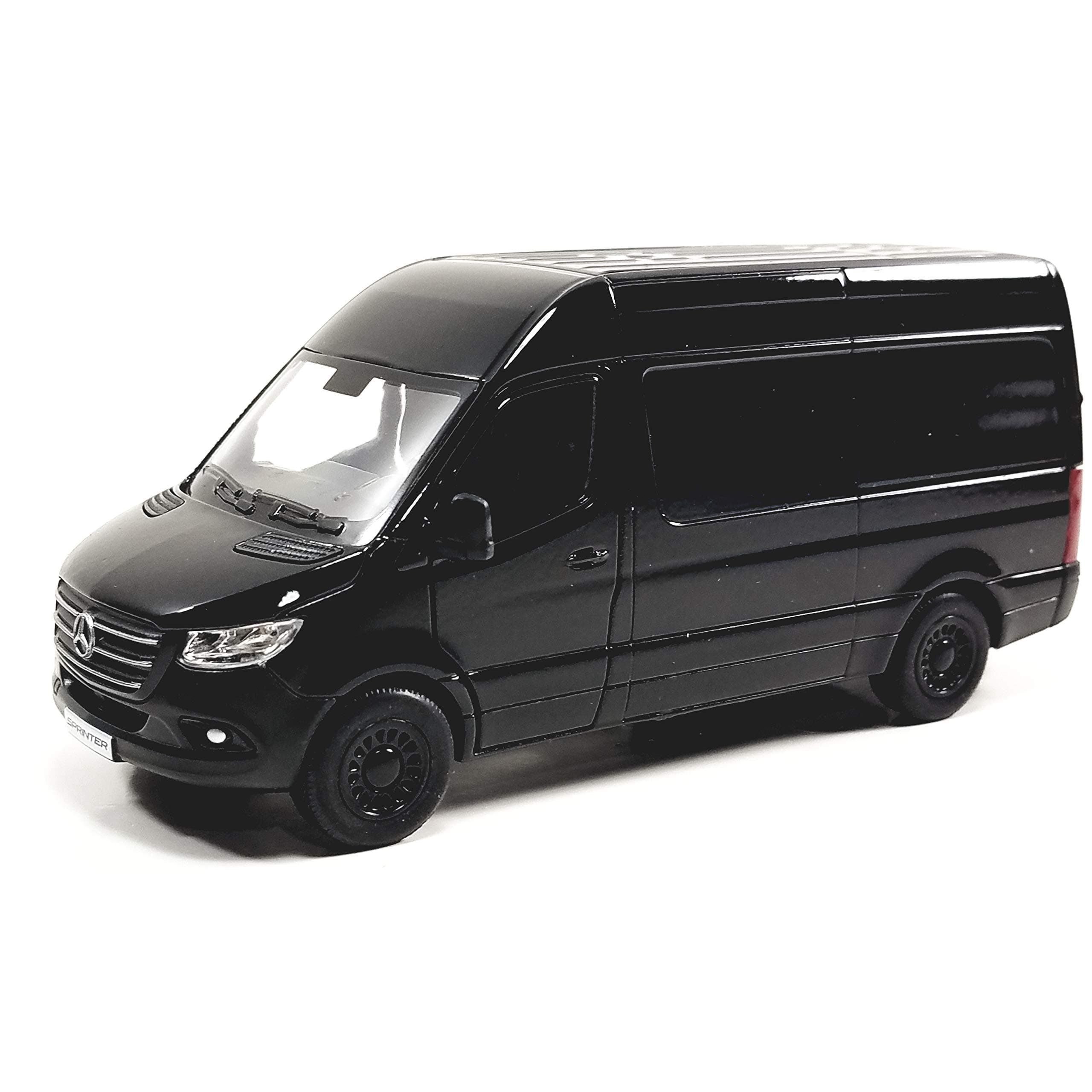 Mercedes-Benz Sprinter Cargo Van 1:48 O Scale 5" Die Cast Metal Model Toy Van, Pull-Back Action (Black)