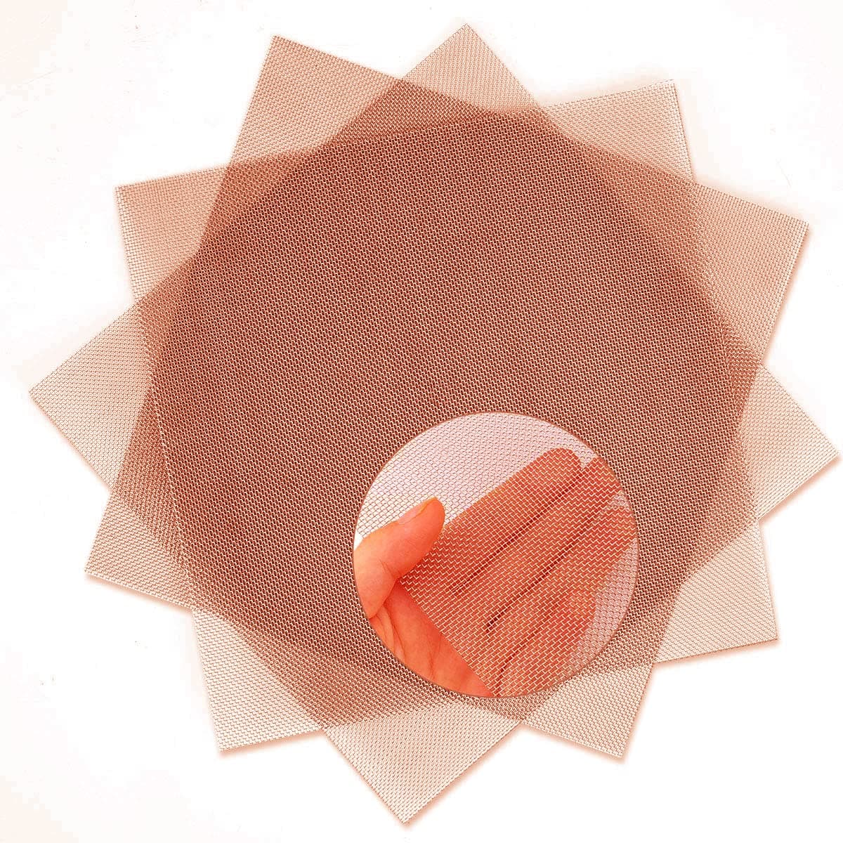 3 Pack 80 Mesh 99.9% Pure Copper Screen Woven Mesh Screen, Copper Mesh Cloth Fine Mesh, 11.8x11.8 Inch