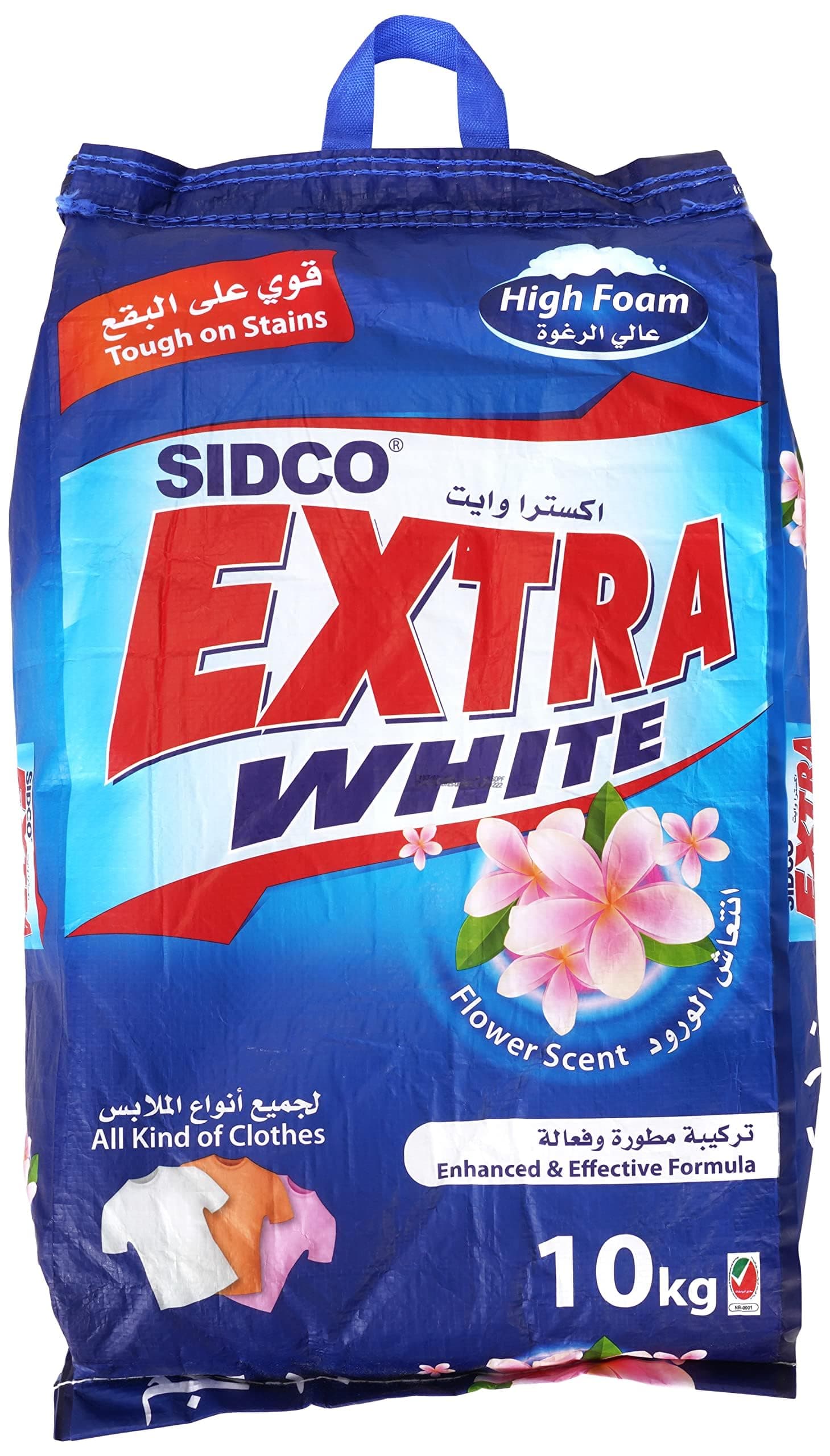 Extra White Sidco Flower High Foam Laundry Detergent Powder 10 Kg