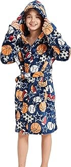 Boys Soft Fleece Robes Plush Hooded Bathrobes Sleepwear for Kids 1-16 Years