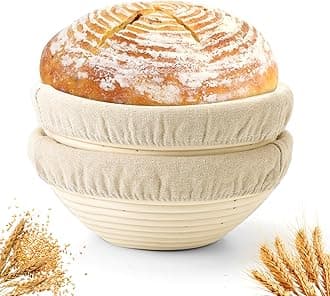 Bread Proofing Baskets Set of 2 9 inch Round Dough Proofing Bowls W/Liners Perfect for Home Sourdough Bakers Baking (9Inch, Round)