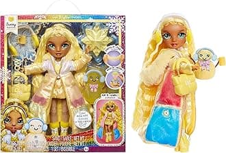Rainbow HighWinter Wonderland Sunny - Yellow 11" Fashion Doll with Magic Snow Hidden Fashion Inflating with Water and Snowman Set Great Gift for Kids 4-12