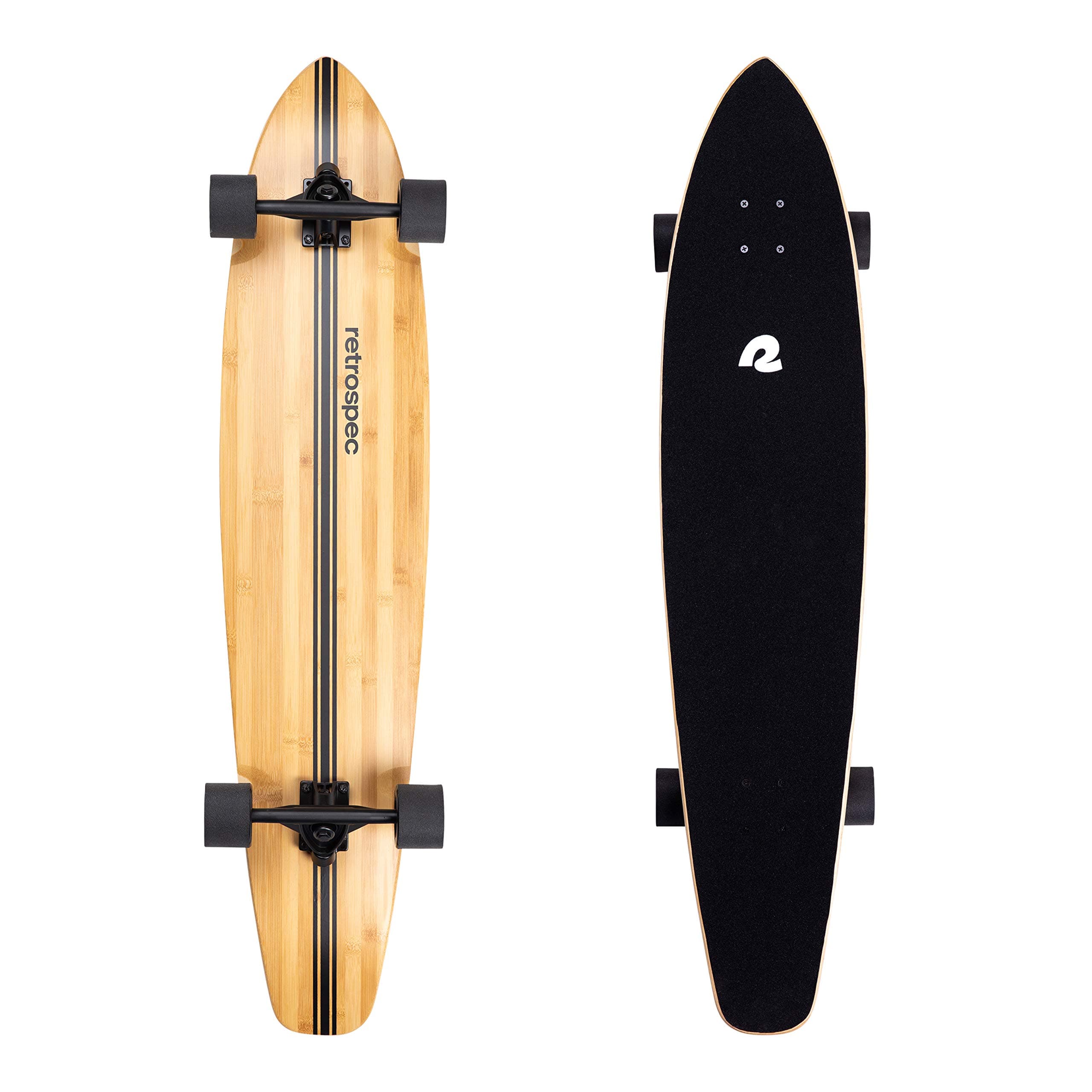 Retrospec Zed Longboard Skateboard Complete Cruiser Bamboo & Canadian Maple Wood Cruiser with Reverse King Pin Track for Commuting Cruising Carving Downhill Riding