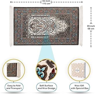 moonlike My Salah Mat, Travel Prayer Mat, Muslims Prayer Rug, Prayer Rugs Islam Thick, Soft Prayer Mat, Prayer Rugs Islam Women, Islamic Gift for Men (Grey)