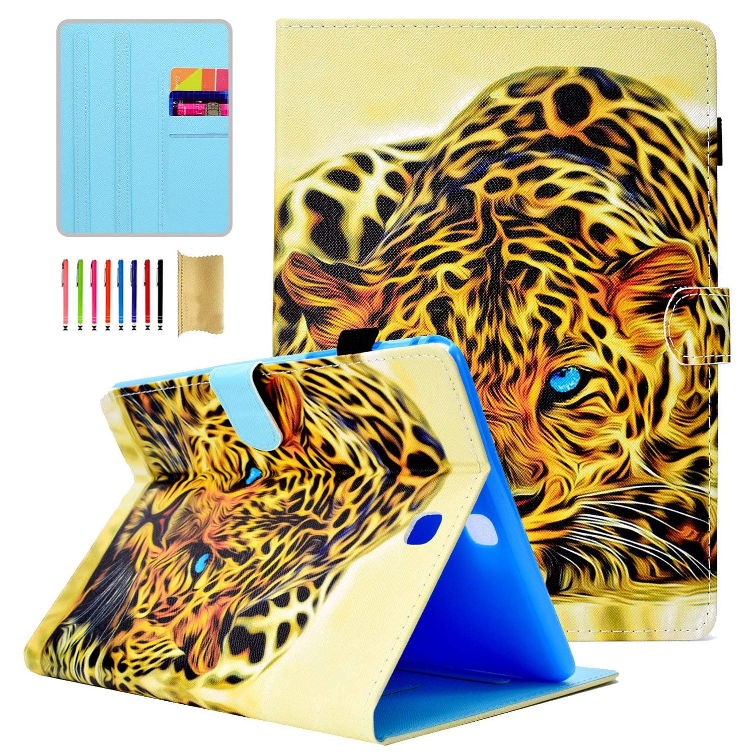 APOLL Case for Samsung Galaxy Tab A 9.7 Inch T550 / P550 2015 Release with Auto Wake/Sleep and Pencil Holder,Ultra Slim Shockproof Magnetic Multiple Viewing Angles Stand Wallet Cover,Lion