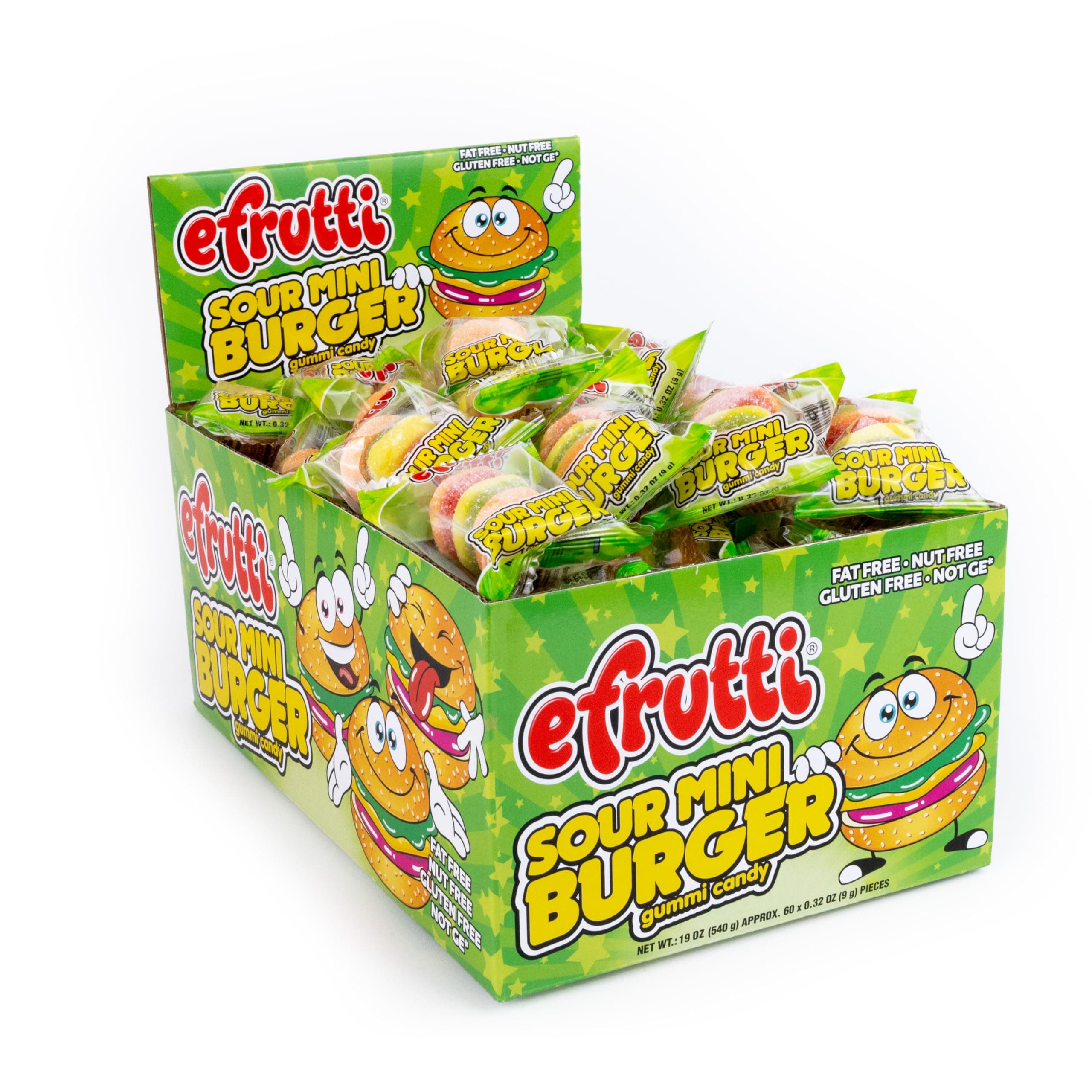 E.Frutti, Sour Mini Burger Gummi, Count 60 (0.31 oz) - Sugar Candy/Grab Varieties & Flavors