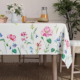 Encasa XO Dining Table Cover Cloth for 4 to 6 Seater | 140x180 cm Rectangular Table Cloth | Water Repellent Polyester Tablecloth for Indoor & Outdoor Use - Pink Butterflies Digital Print