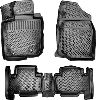 Toyota Rav4 2006-2012 Floor Mats 3D Custom Fit Rubber Car Mats Laser Measured Floor Liners All Weather Heavy Duty Waterproof Odorless Non-Slip TPE (Front & Rear, Black)
