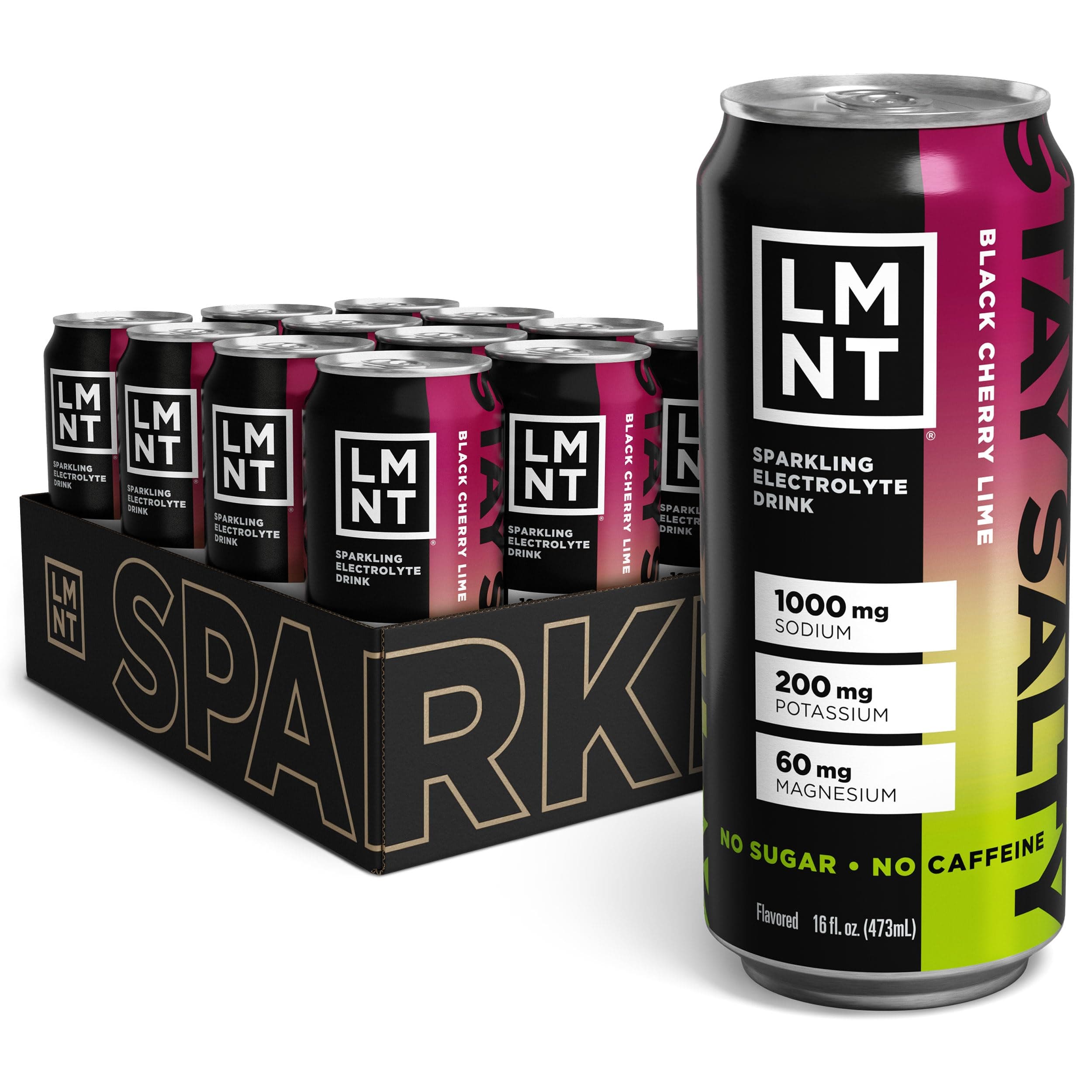 Drink LMNT Sparkling Electrolyte Water - Black Cherry Lime | 12-Count