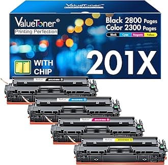 201X Toner Compatible for HP 201X Toner Cartridges 4 Pack High Yield CF400X CF401X CF402X CF403X for Color Laserjet Pro MFP M277dw M252dw M277c6 M277n M252n M277 (Black Cyan Yellow Magenta)