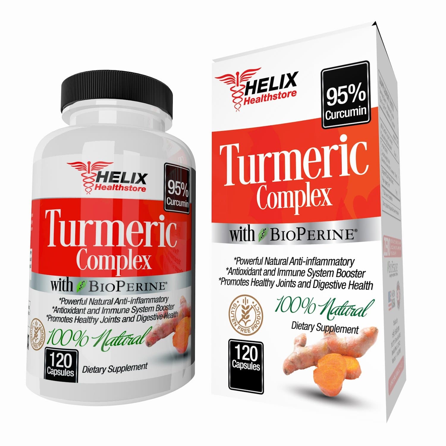 ORGANIC TURMERIC CURCUMIN COMPLEX with BioPerine® Black Pepper Extract powder 95% Curcuminoids. 120 Capsules. BEST Natural Anti Inflammatory Supplement for Arthritis & Joint Pain Relief. MADE IN USA.