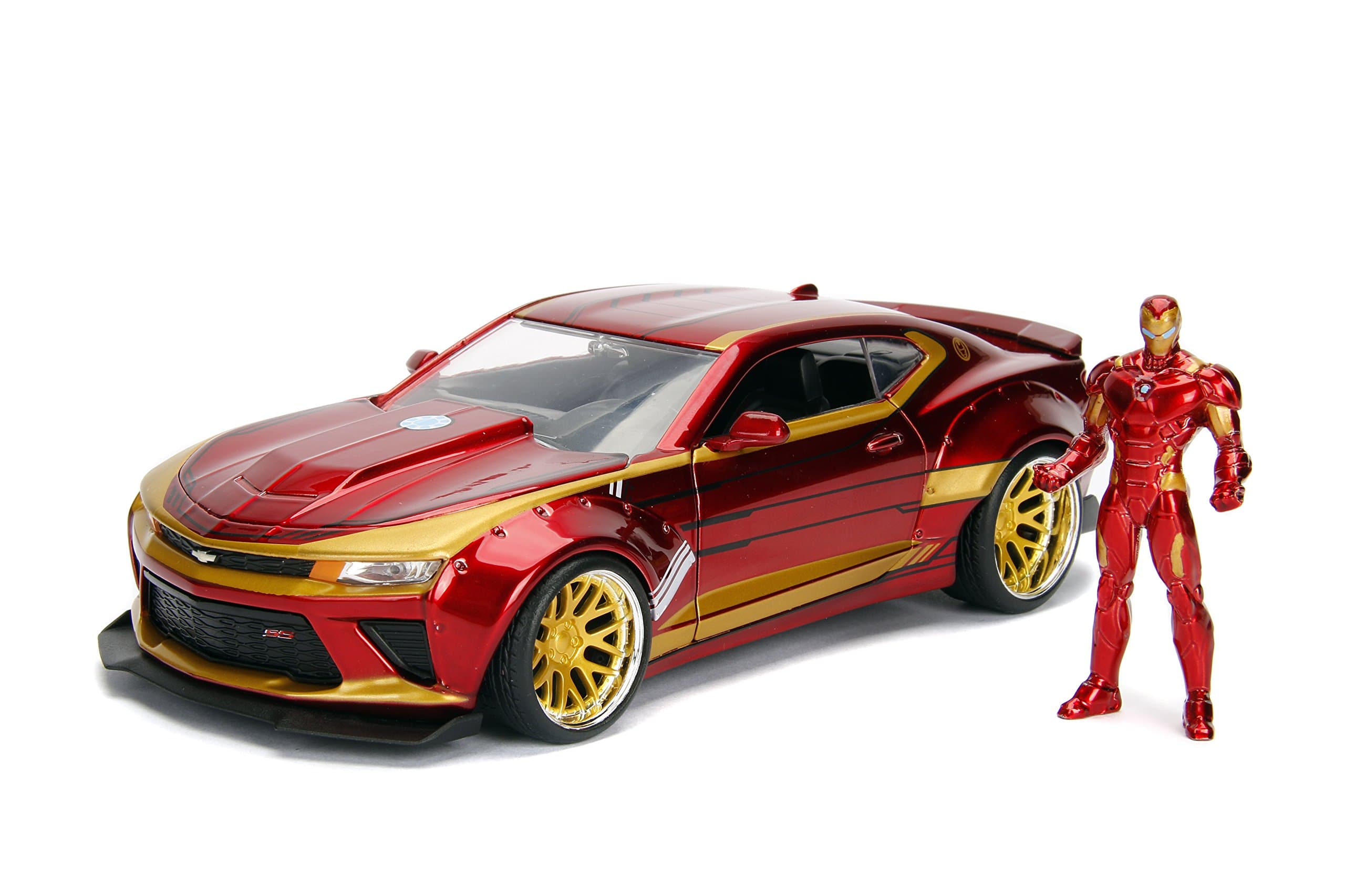 Toys Marvel 1:24 2016 Chevy Camaro SS Die-cast Car with 2.75" Iron Man Figure, Toys for Kids and Adults, Red (99724)