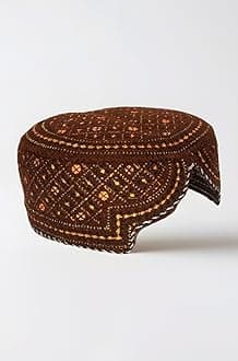 Sindhi Topi Kufi Traditional Handmade Cap with Embroidered Front Cut Unisex, Ramadan, Eid Gift for Muslims Made in Pakistan