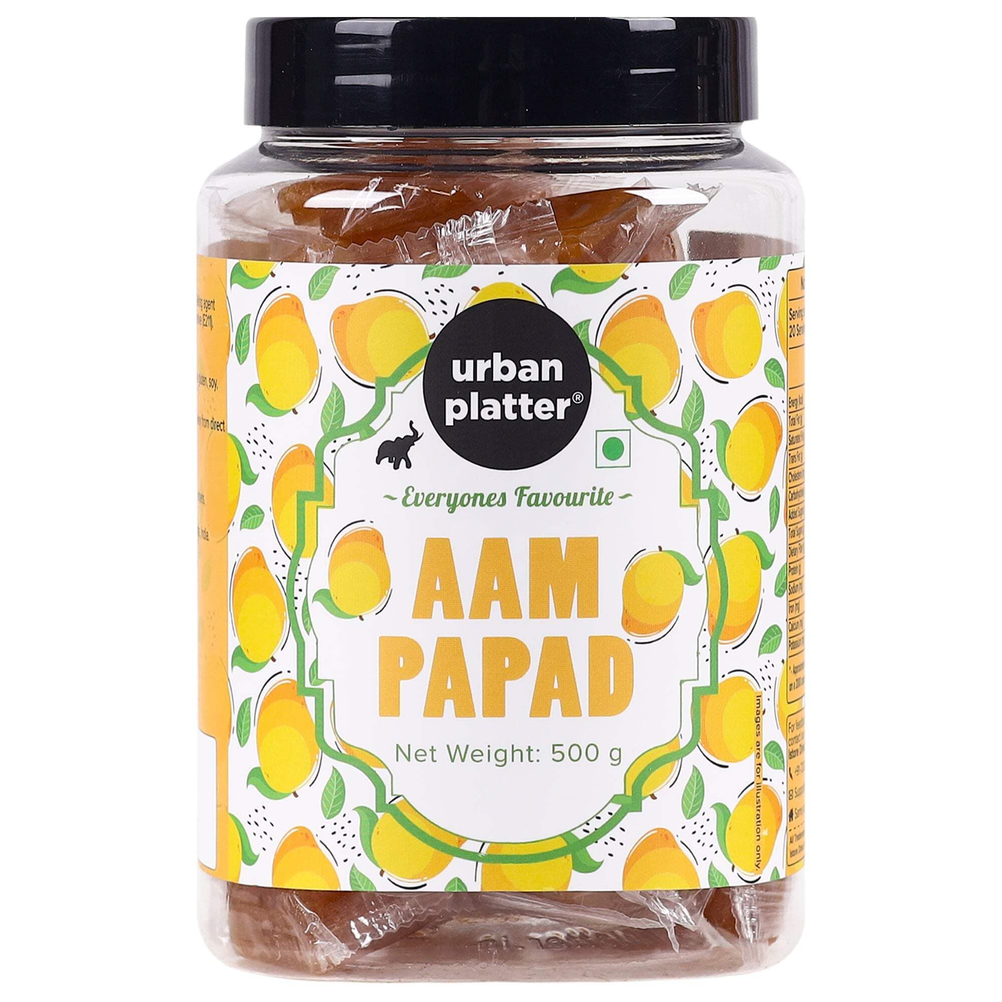 Urban Platter Aam Papad | 17.64 Oz (500g) | Indian Mango Fruit Leather | Sweet & Tangy Snack | Made from Real Mango Pulp | Soft, Chewy & Delicious Candy | Vegan & Preservative-Free