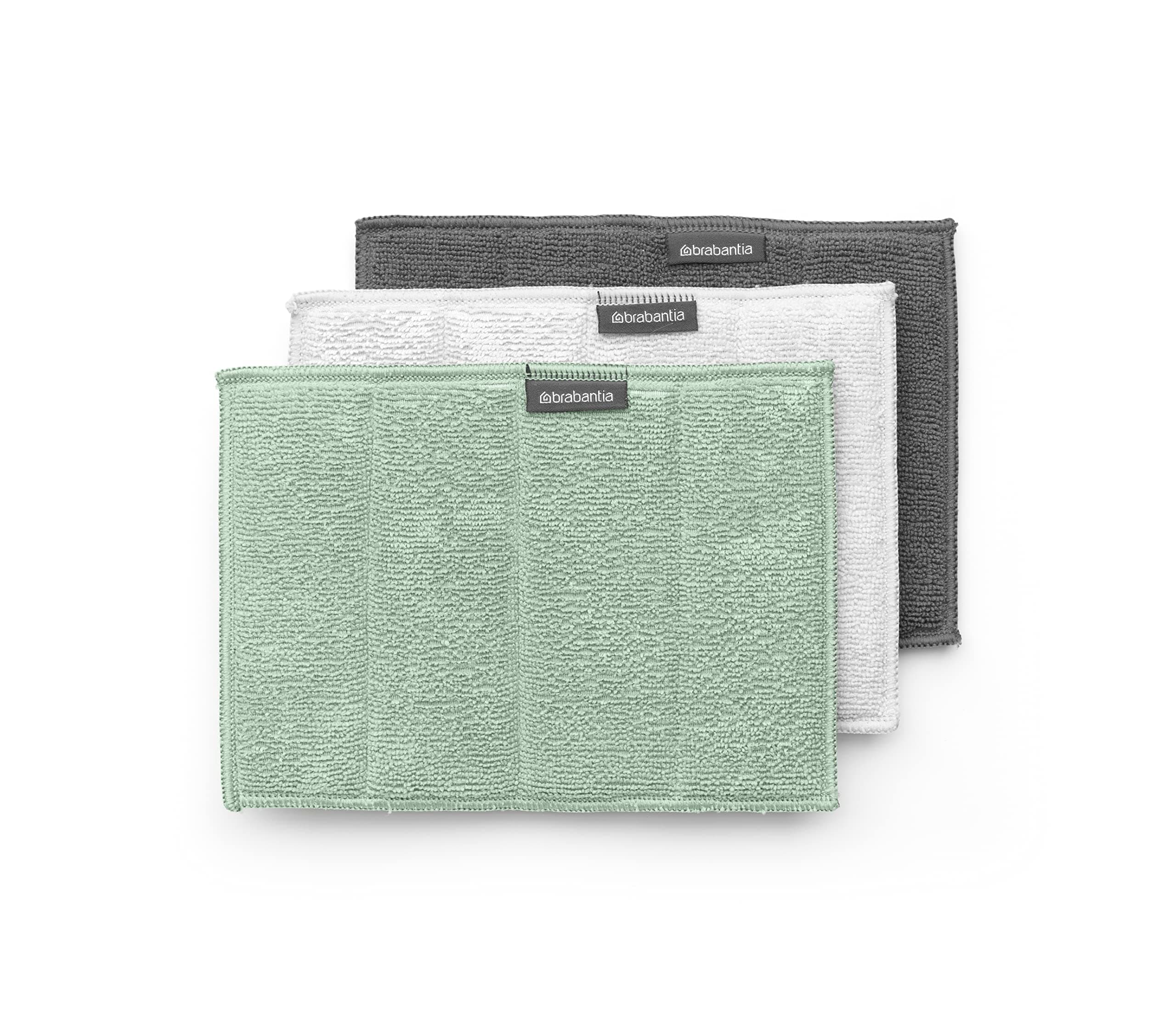 Sinkside Microfibre Cleaning Pads - Sponge & Microfibre - Machine Washable - Absorbs 7 Times its Own Weight - for Cleaning Dishes, Counters & Mirrors - Set of 3 - Jade Green