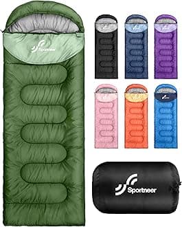 Sportneer Sleeping Bag for Adults & Kids, Cold Weather 3–4 Season Camping Sleeping Bags with 32–65℉ or 50–80℉ Temperature Options, Warm Lightweight Backpacking Bag for Camping, Hiking & Travel