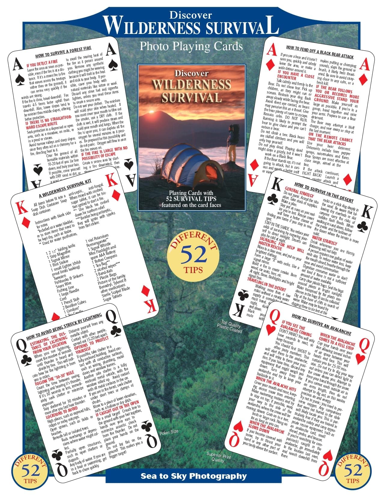 SEA and SKY Discover Wilderness Survival Playing Cards