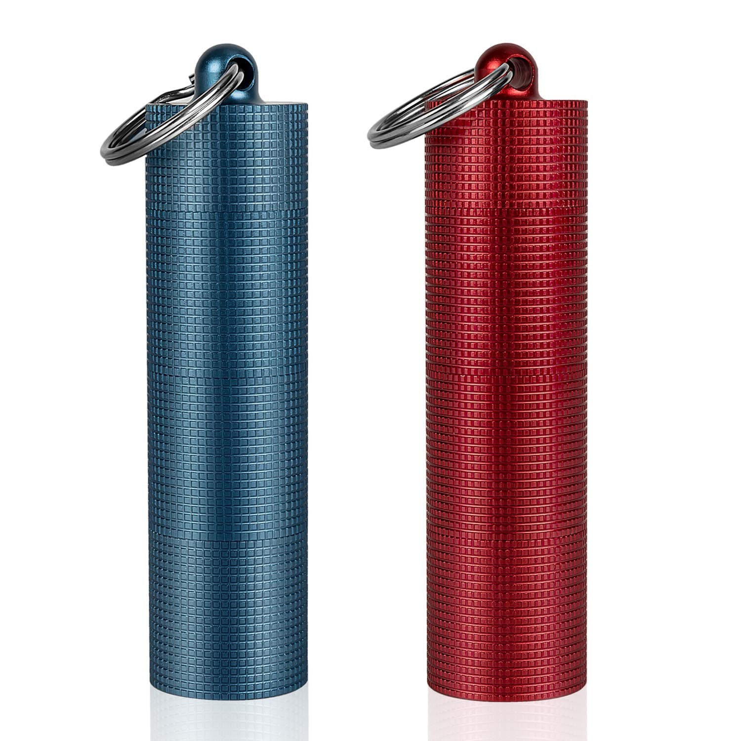 PPFISH 2 PCS Portable Daily Pill Case, 3 Compartments Aluminum Alloy Waterproof Pill Box Dispenser, Small Pocket Pill Container, Keychain Pill Fob, Travel Pill Holder for Men Women