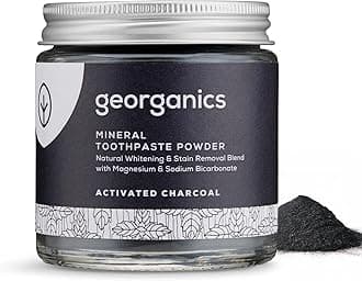 Georganics Mineral Toothpaste Powder - Activated Charcoal Stain Removing & Teeth Whitening Powder - 100% Natural - SLS, Glycerine & Fluoride Free - Certified Natural, Vegan and Cruelty-Free - 120ml