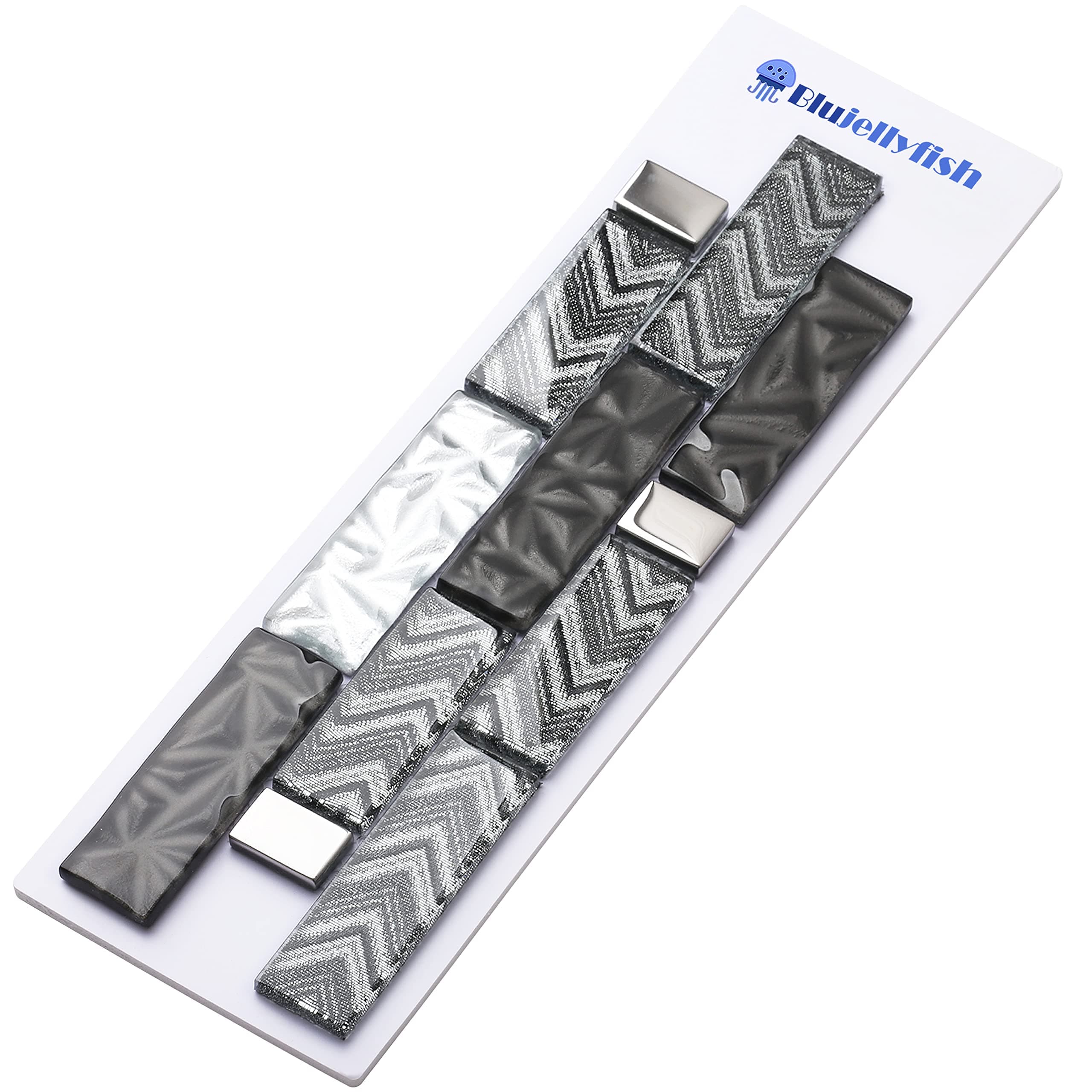 Blujellyfish Glass Tile Backsplash Wall Black Silver Subway Mosaic Tile-Sample Watch