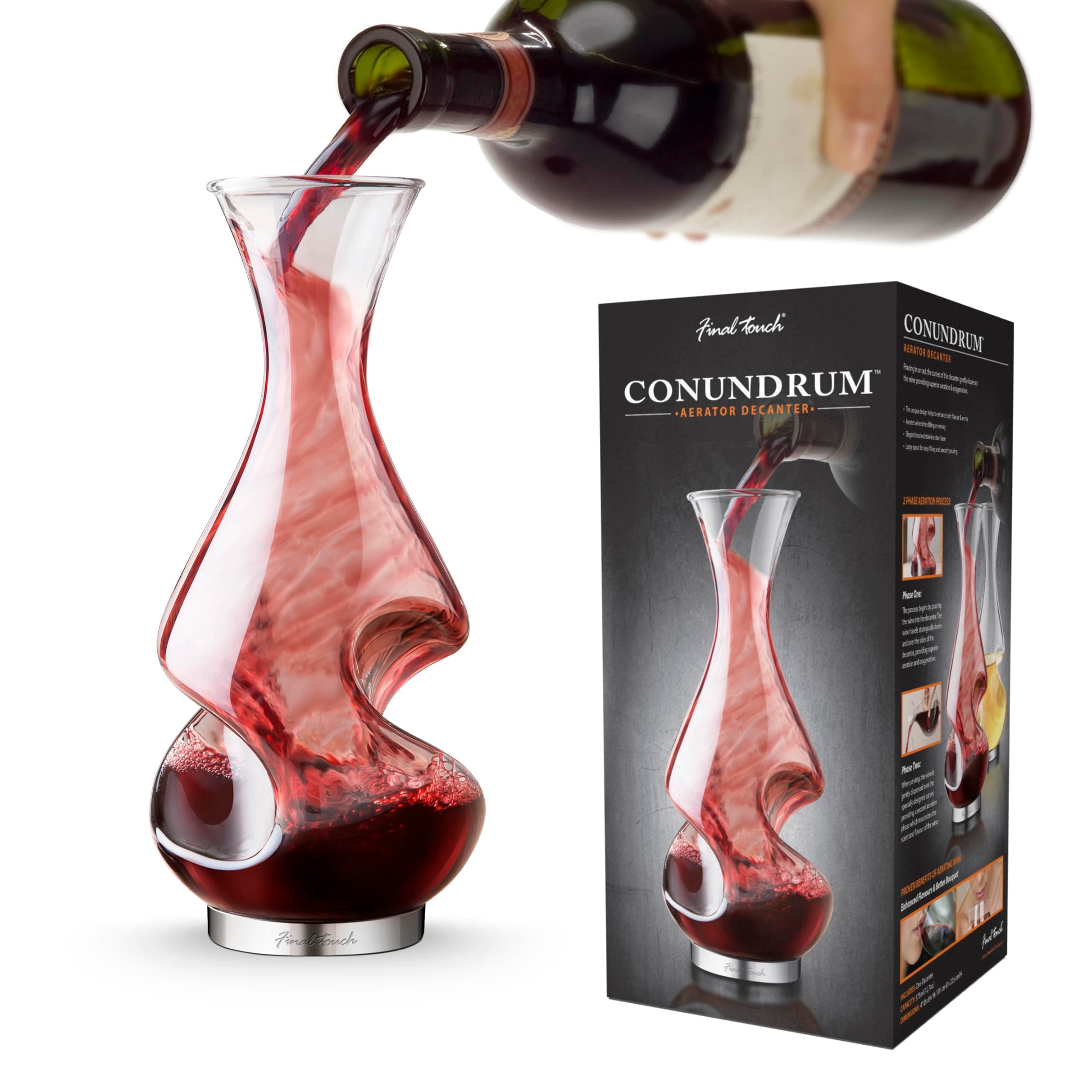 Final Touch WDA600 Conundrum Aerator Decanter In Gift Box