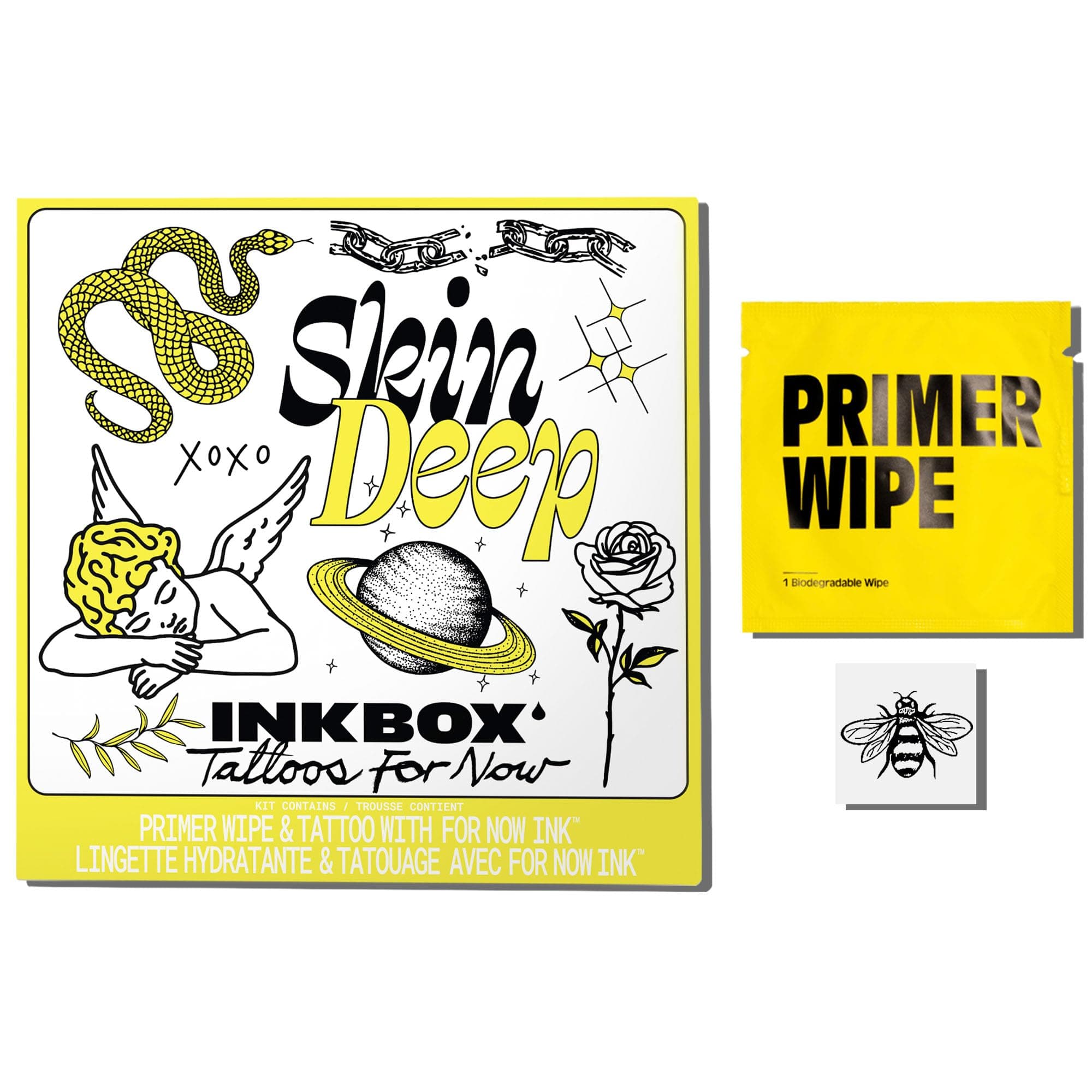 Inkbox Temporary Tattoos, Semi-Permanent Tattoo, One Premium Easy Long Lasting, Water-Resistant Temp Tattoo with For Now Ink - Lasts 1-2 Weeks, Bee Tatttoo, 1 x 1 in, Bebo