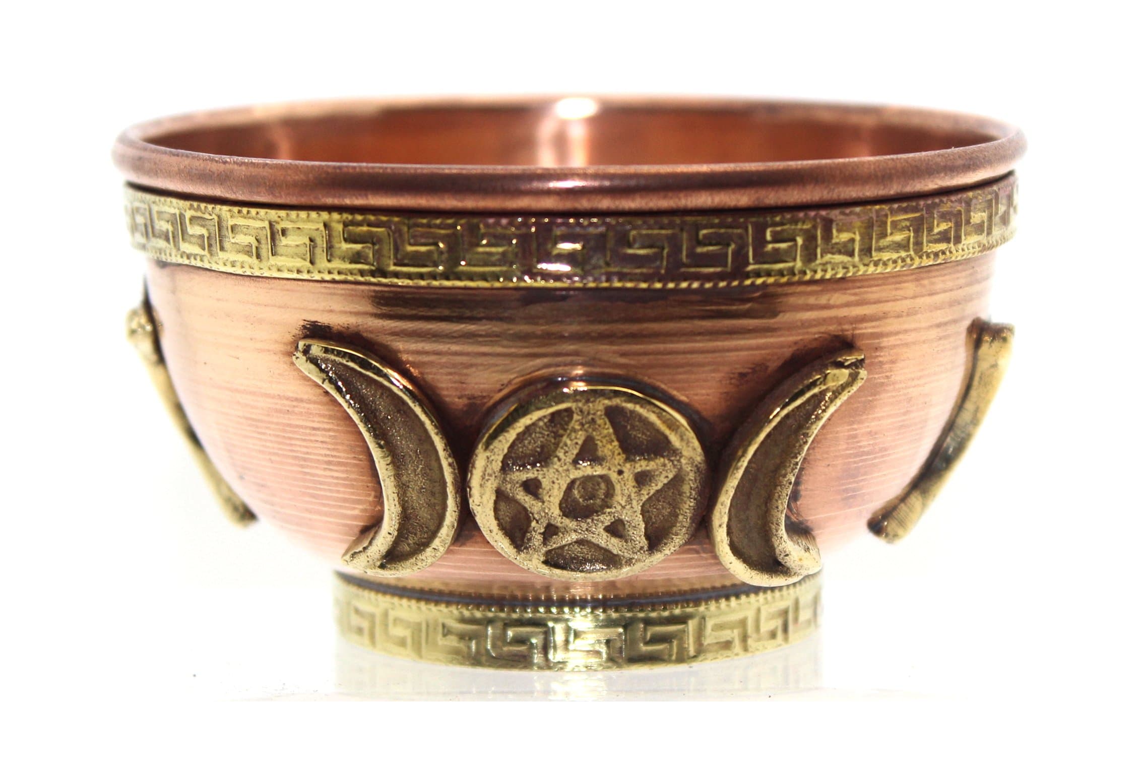 Copper Offering Bowl, 3 Inch Diameter, Altar & Ritual Use, Incense Burner, Smudging Bowl, Triple Moon