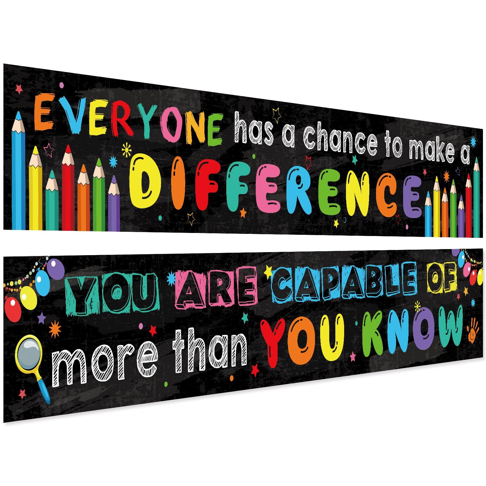 2 Pack Motivational Classroom Banner Poster 9.5 x 61 Inch Positive and Inspirational Growth Mindset Banner for Preschool Elementary Students Teachers Educational Classroom School Bulletin Board Decor
