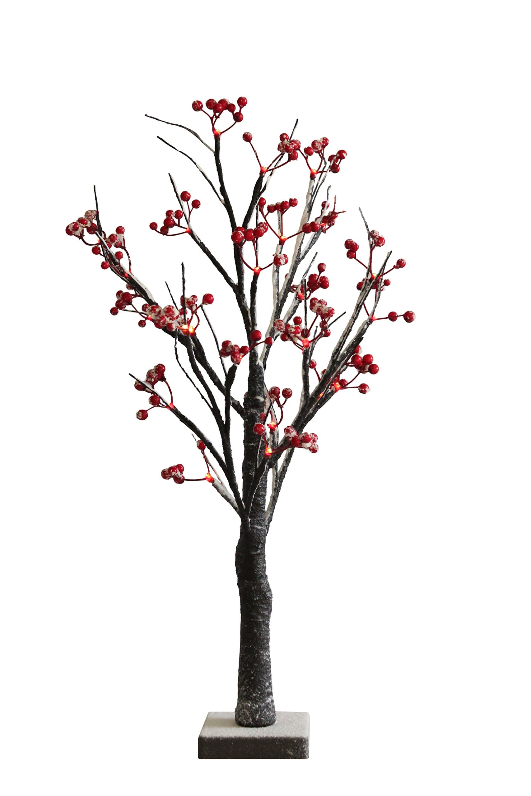 2ft/70cm Berry Christmas Twig Tree - Pre Lit 24 Warm White LED - Battery Powered